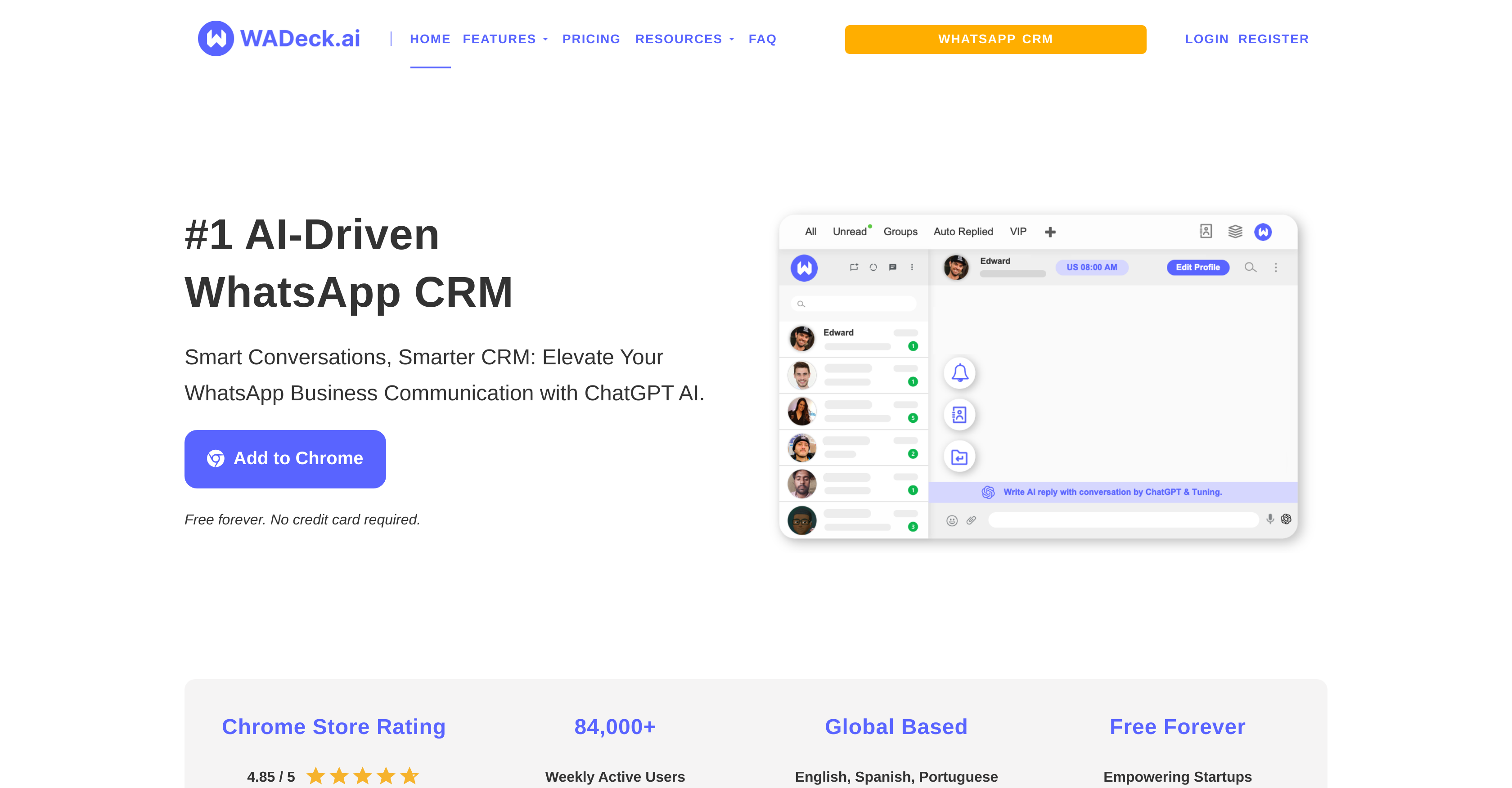 WADeck - Screenshot showing the interface and features of this AI tool