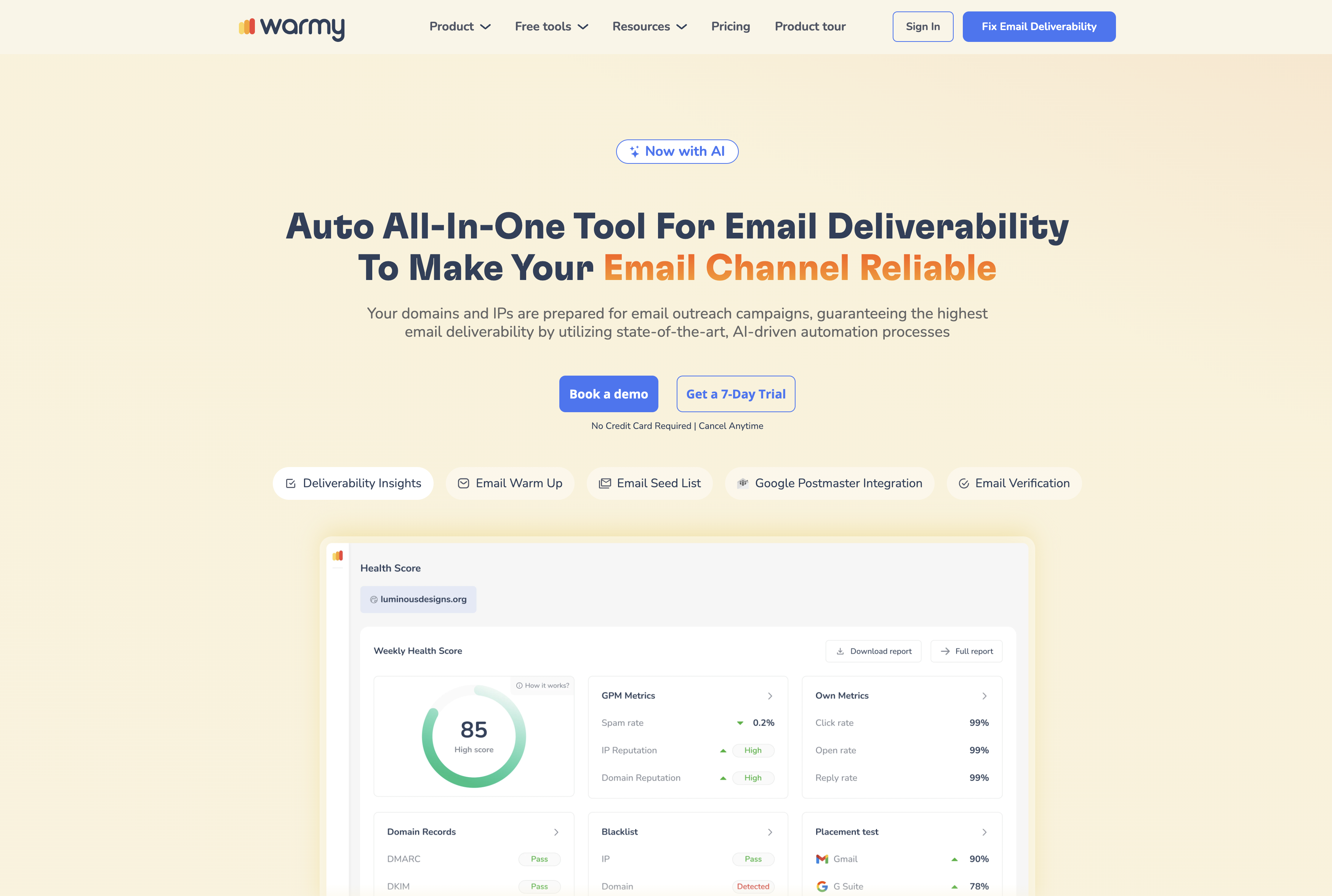 Warmy - Screenshot showing the interface and features of this AI tool