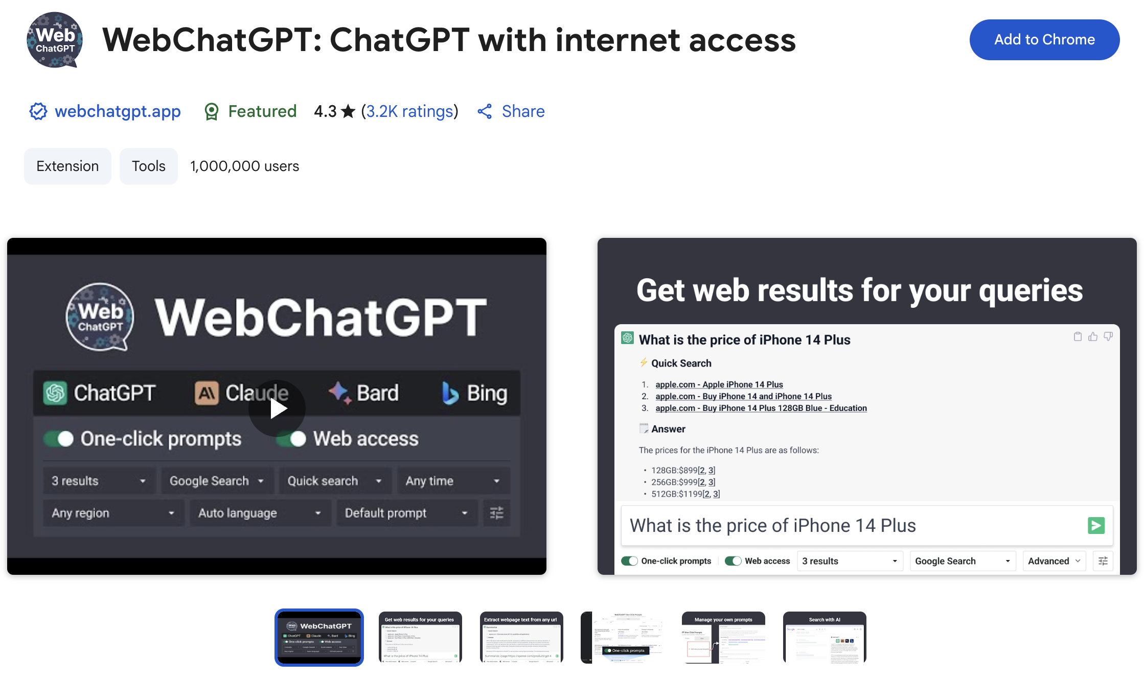 Web ChatGPTv4.1.58 - Screenshot showing the interface and features of this AI tool