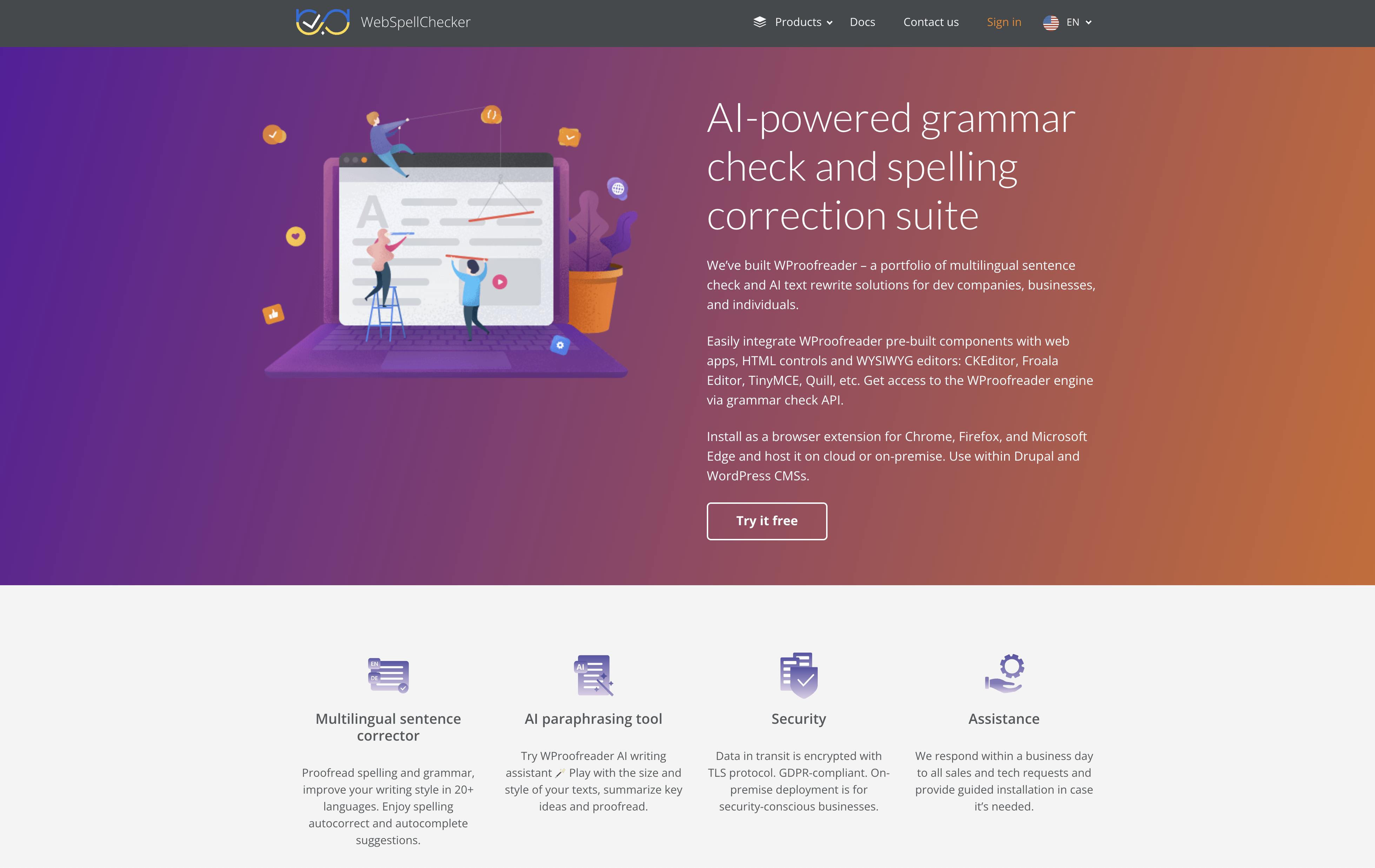 WebSpellChecker - Screenshot showing the interface and features of this AI tool