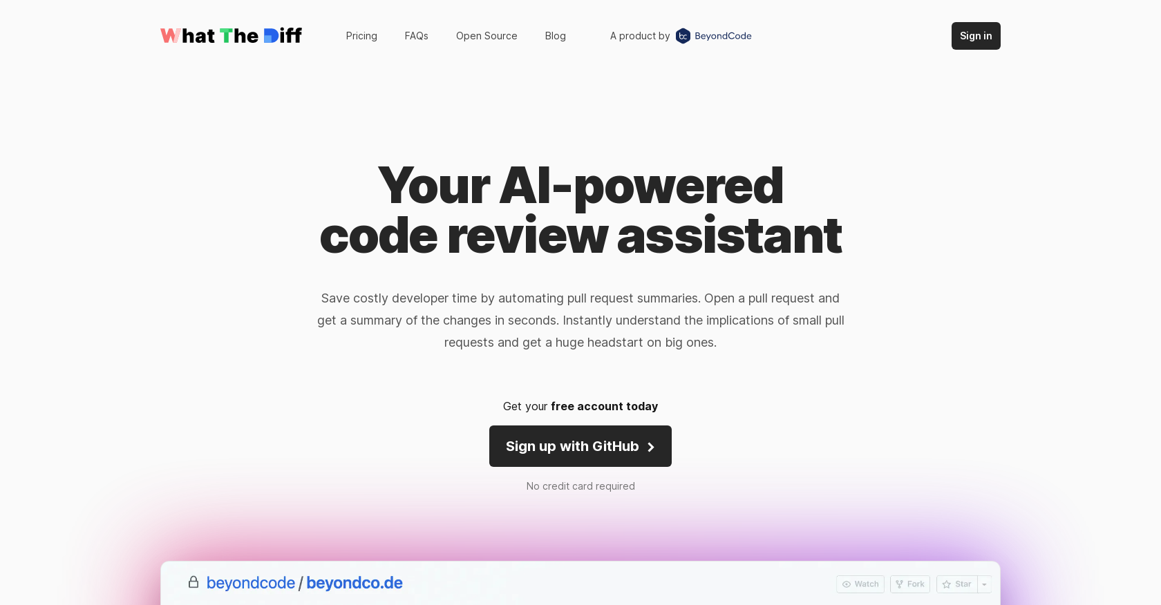 Whatthediff - Screenshot showing the interface and features of this AI tool