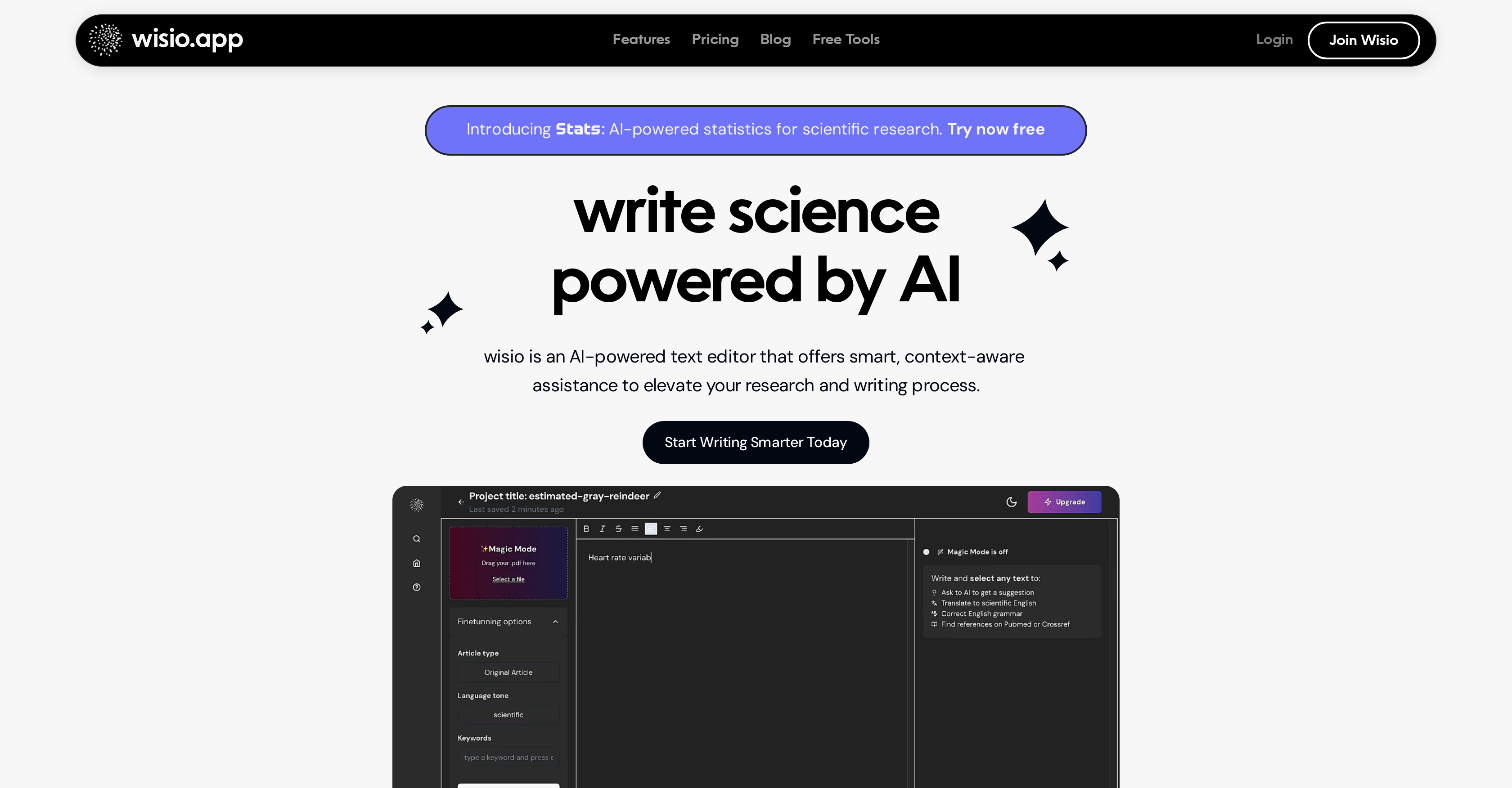 Wisio - Screenshot showing the interface and features of this AI tool