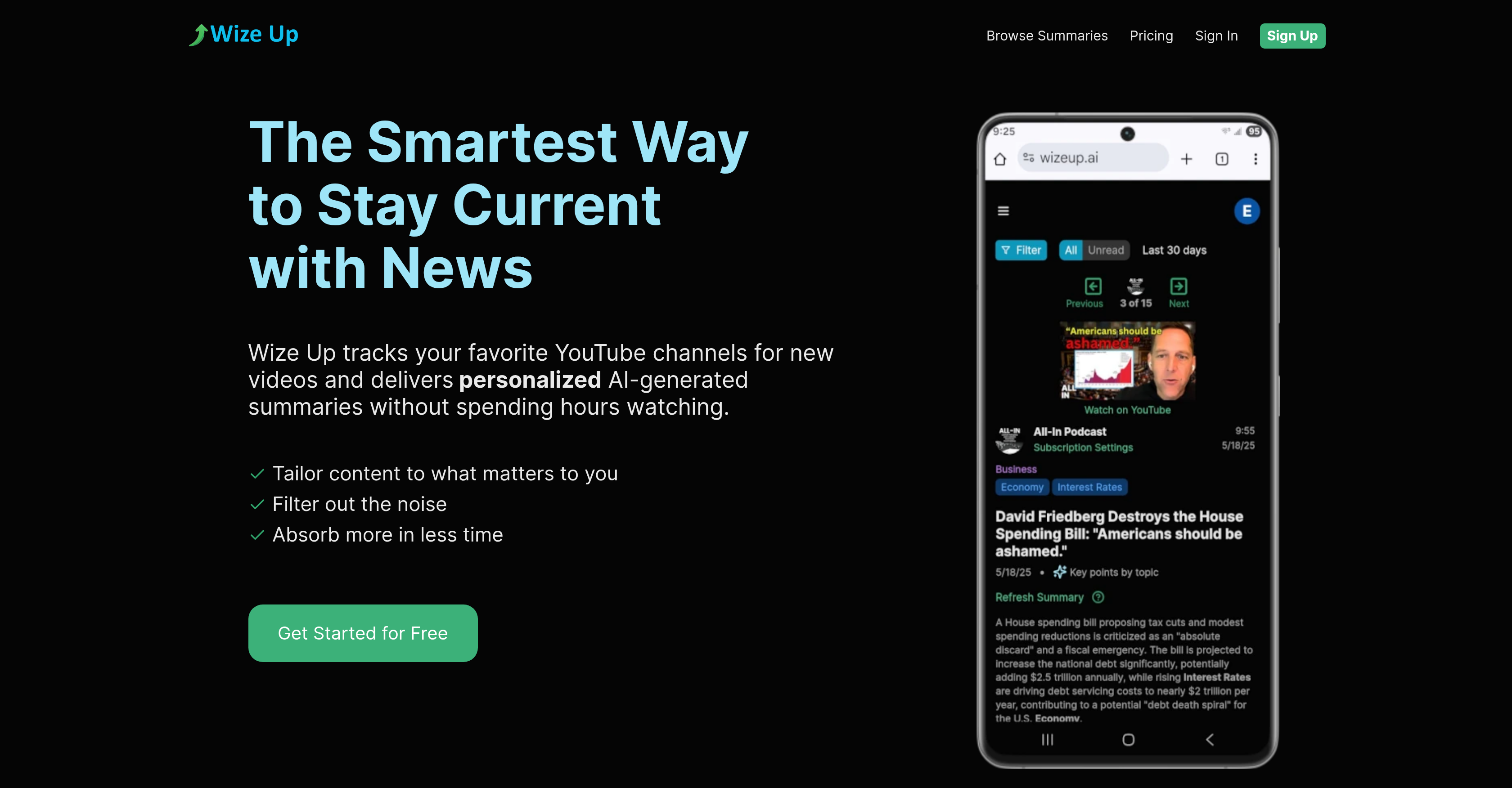 Wize Up - Screenshot showing the interface and features of this AI tool