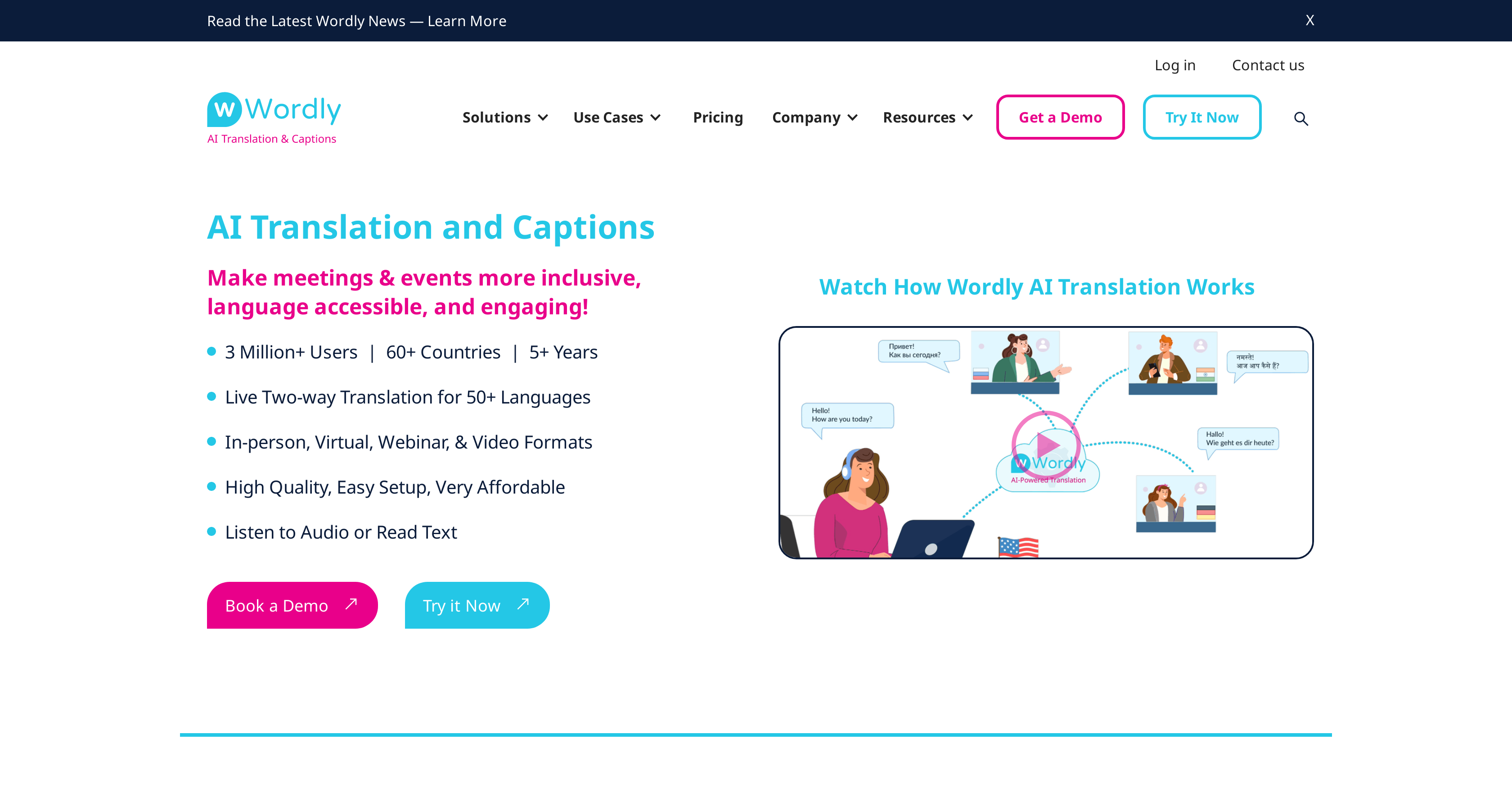 Wordly AI Translation - Screenshot showing the interface and features of this AI tool