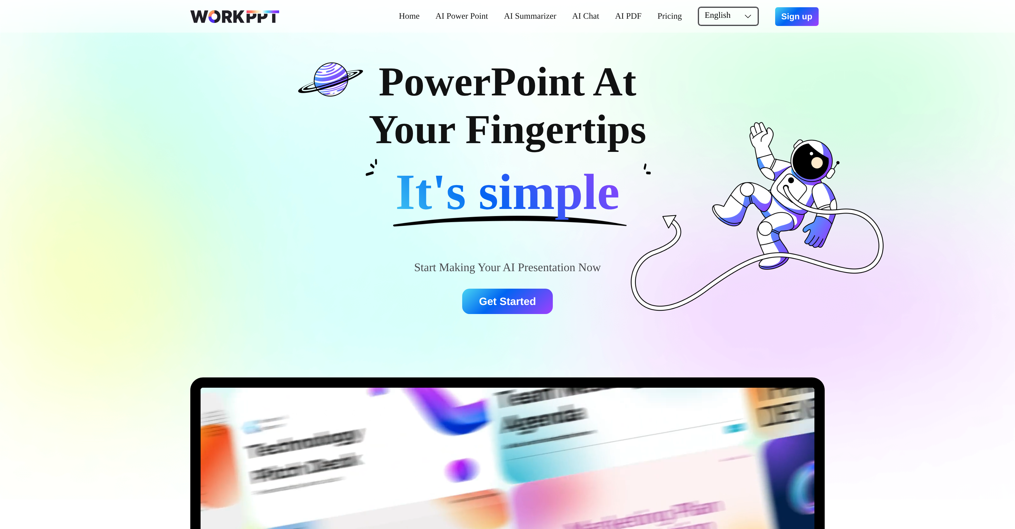workppt - Screenshot showing the interface and features of this AI tool