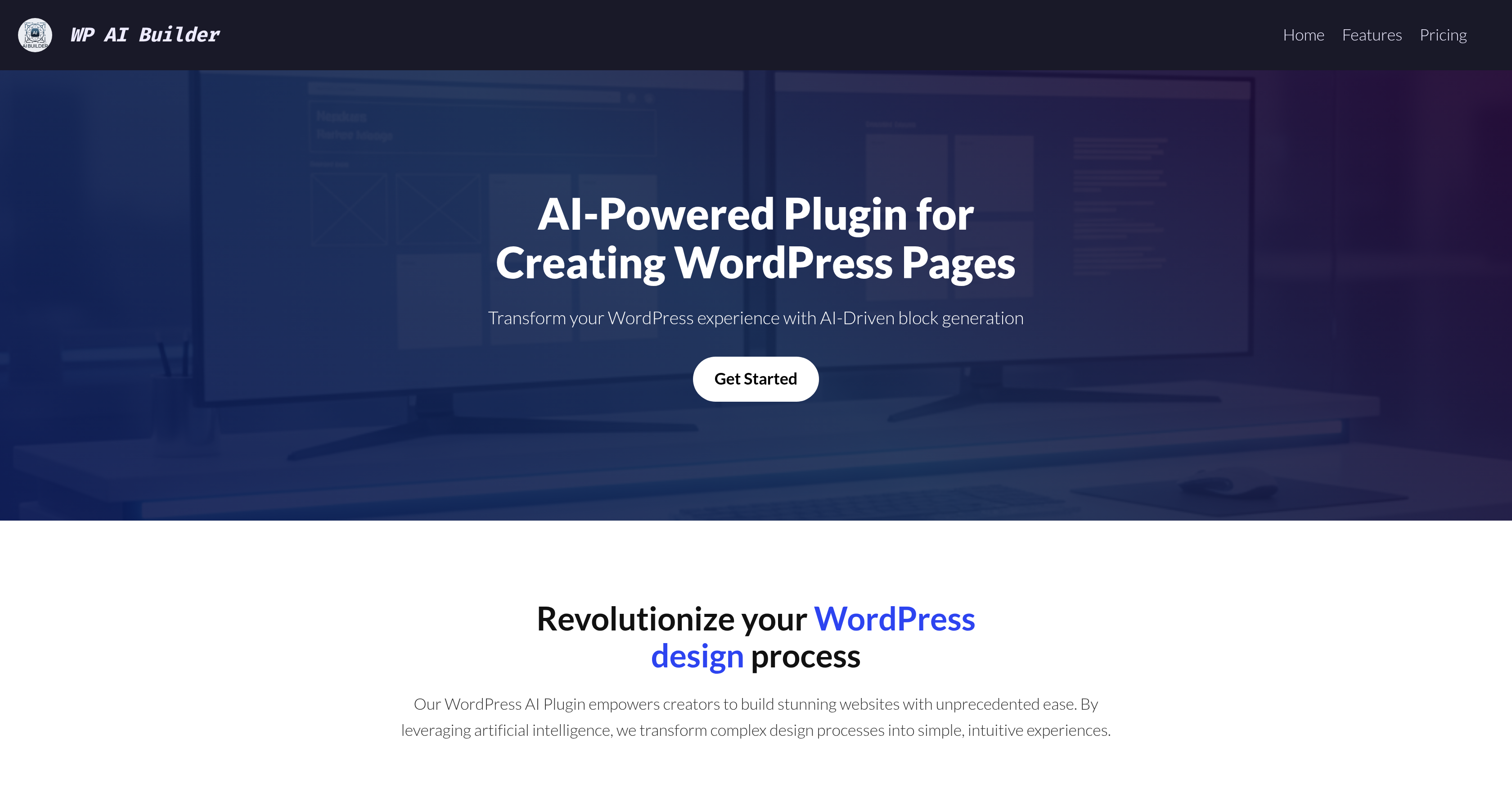 WP AI Builder - Screenshot showing the interface and features of this AI tool