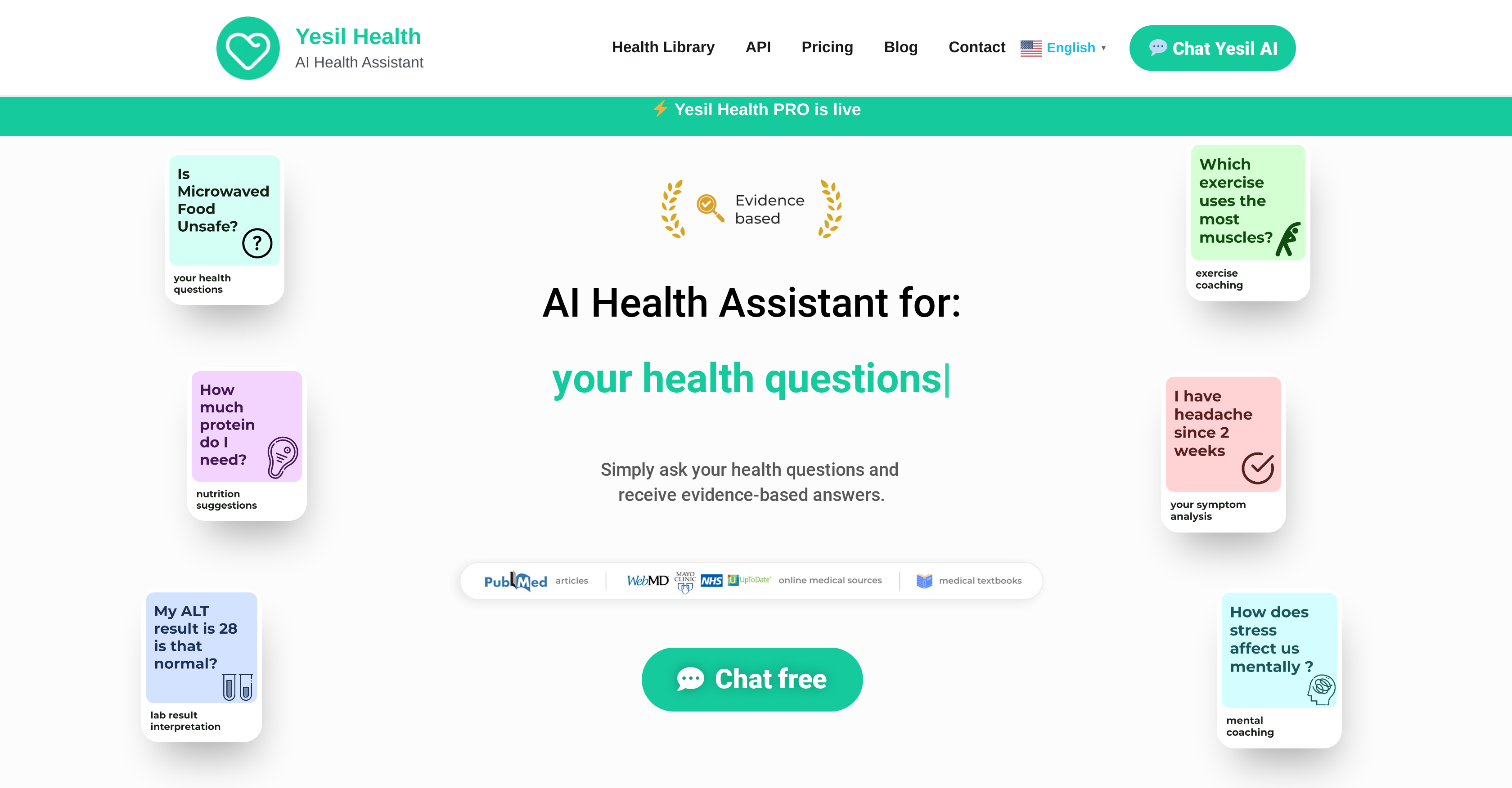 Yesil Health - Screenshot showing the interface and features of this AI tool