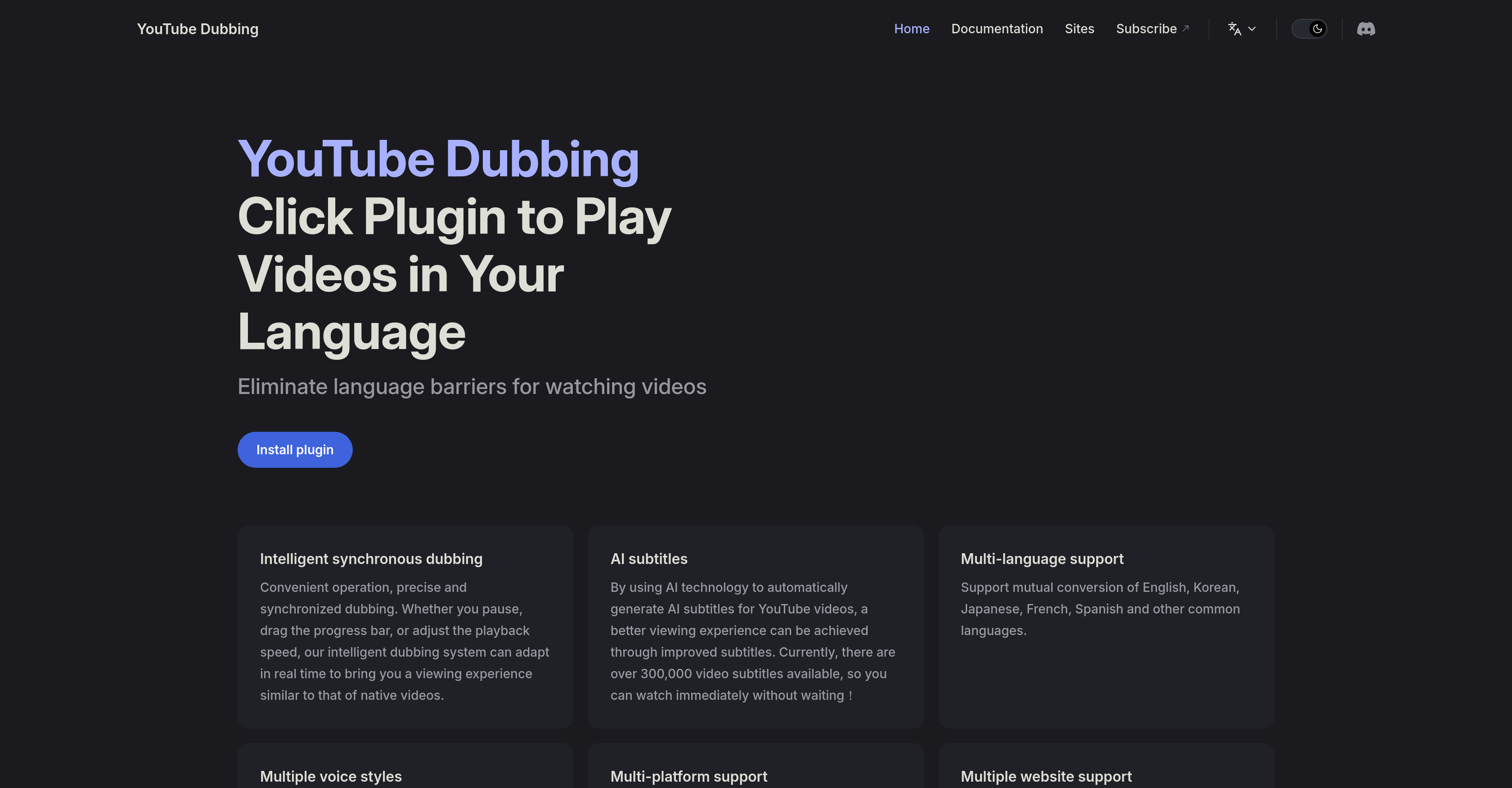 YouTube Dubbing - Screenshot showing the interface and features of this AI tool