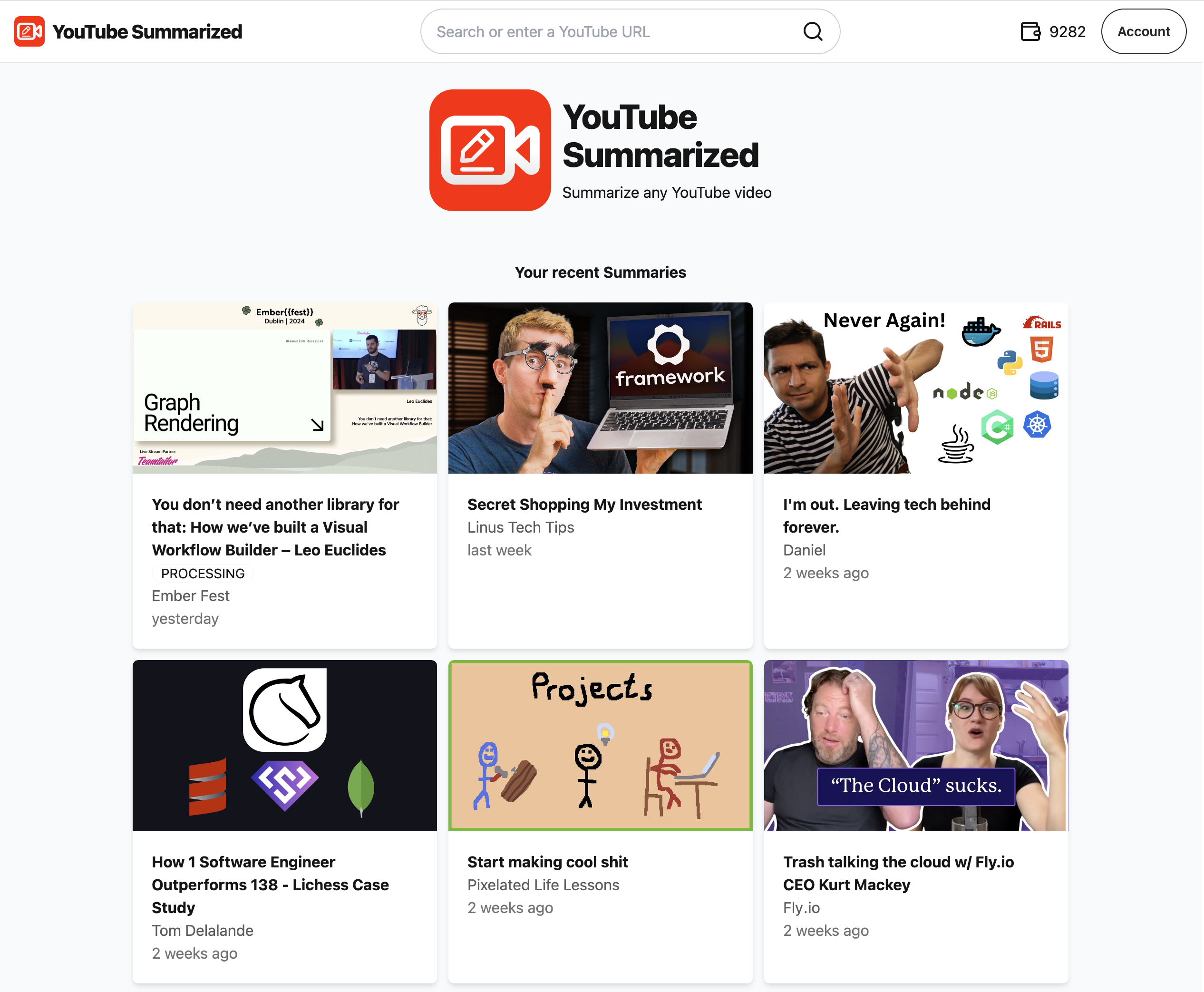 SummYT - YouTube Summarized - Screenshot showing the interface and features of this AI tool