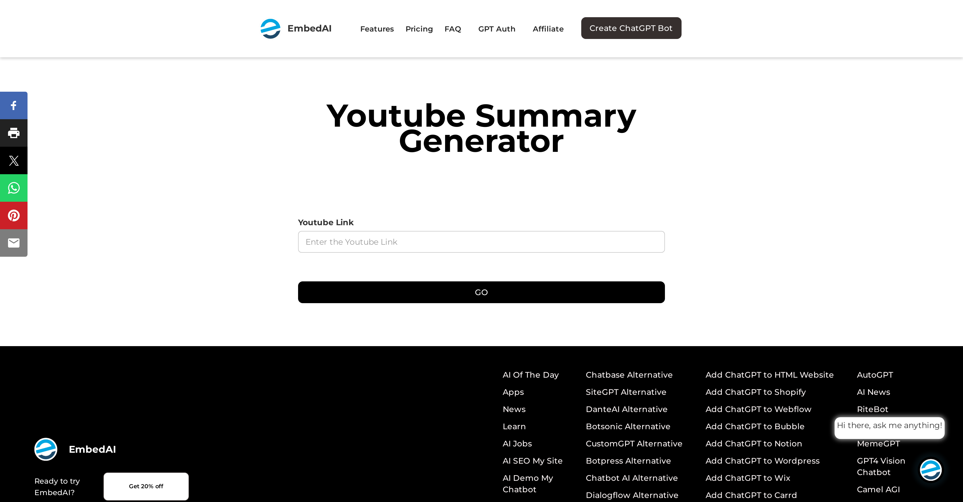 Youtube Summary Generator - Screenshot showing the interface and features of this AI tool