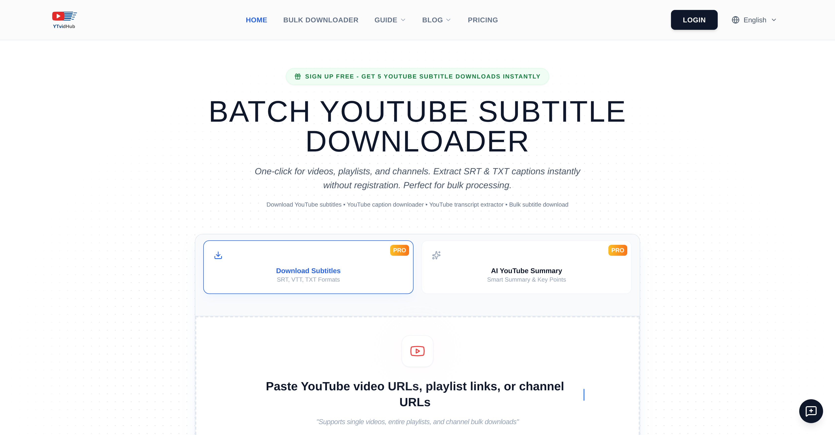 YTVidHub - Screenshot showing the interface and features of this AI tool
