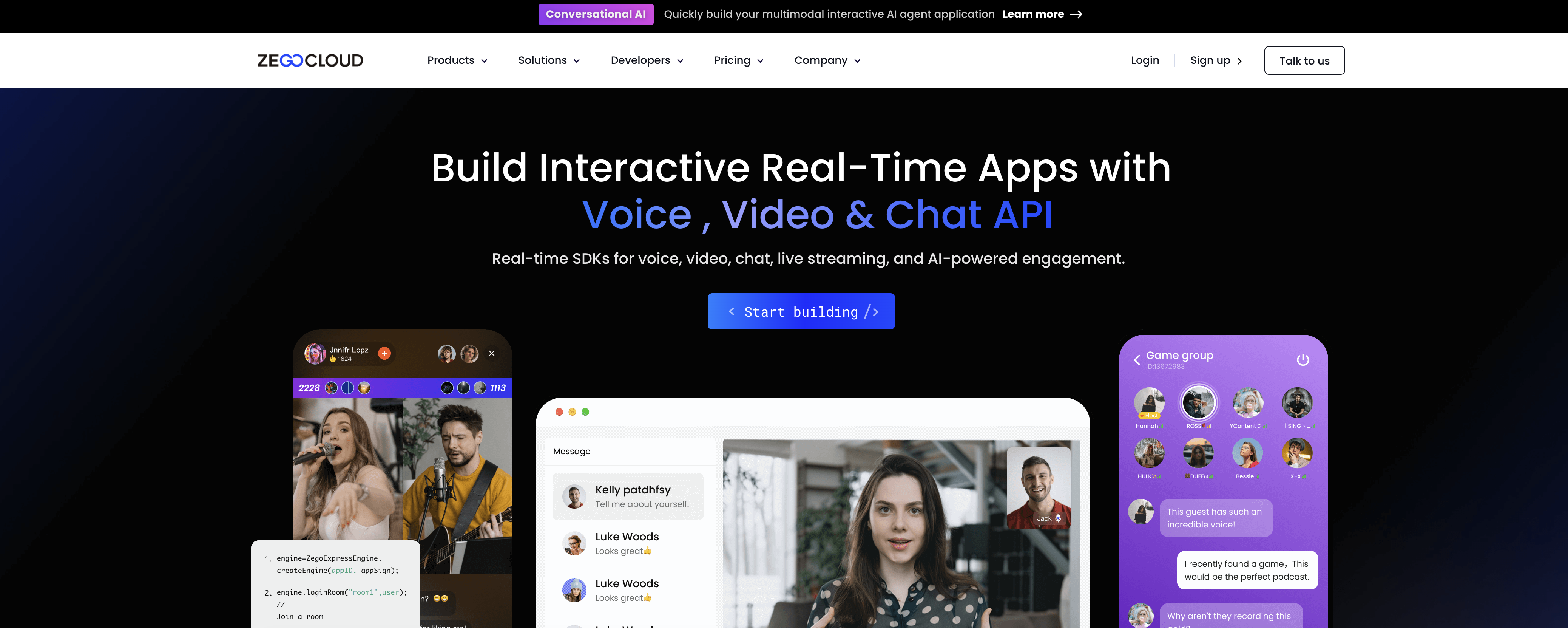 ZEGOCLOUD - Screenshot showing the interface and features of this AI tool