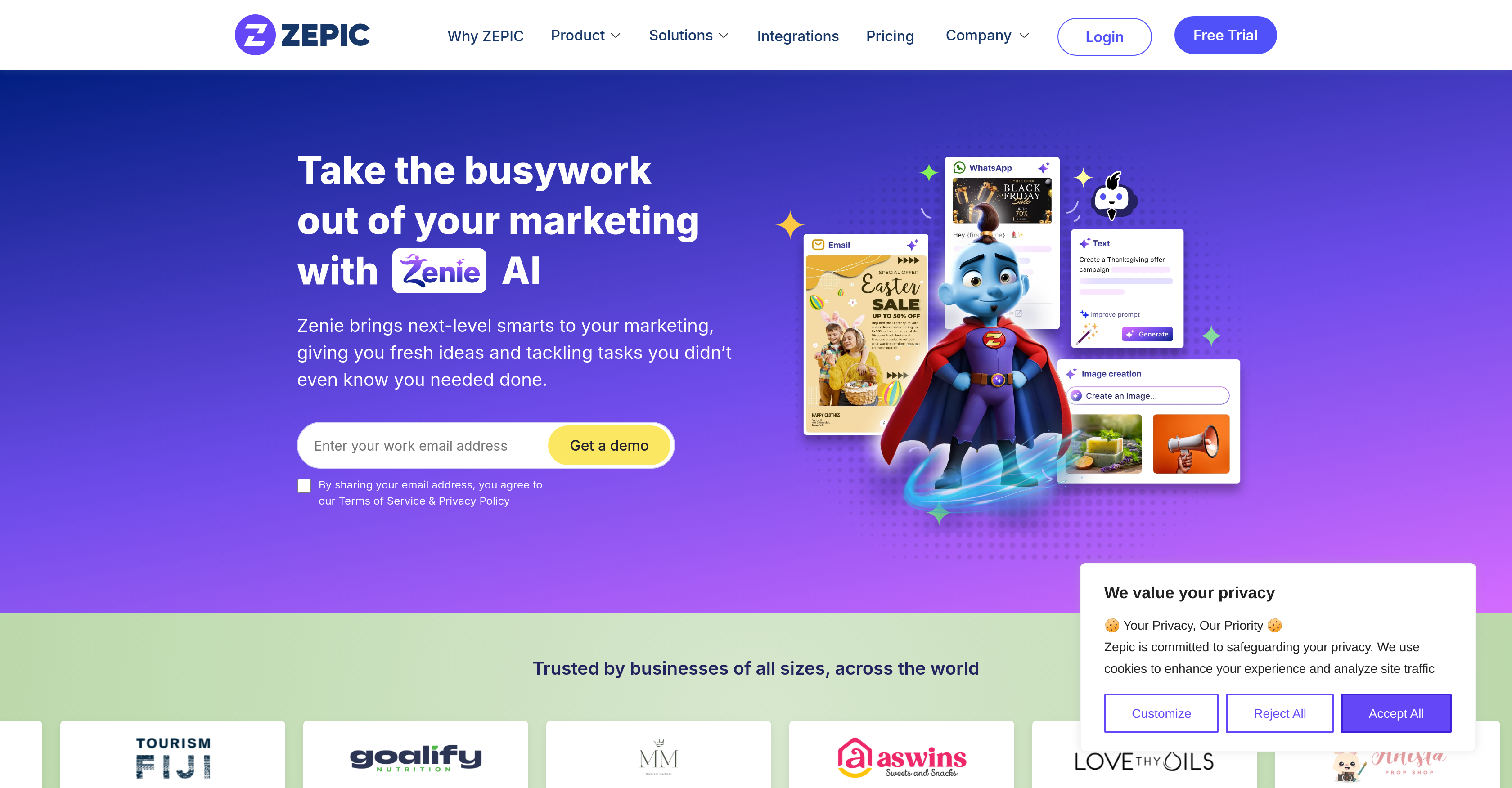 Zenie - Screenshot showing the interface and features of this AI tool
