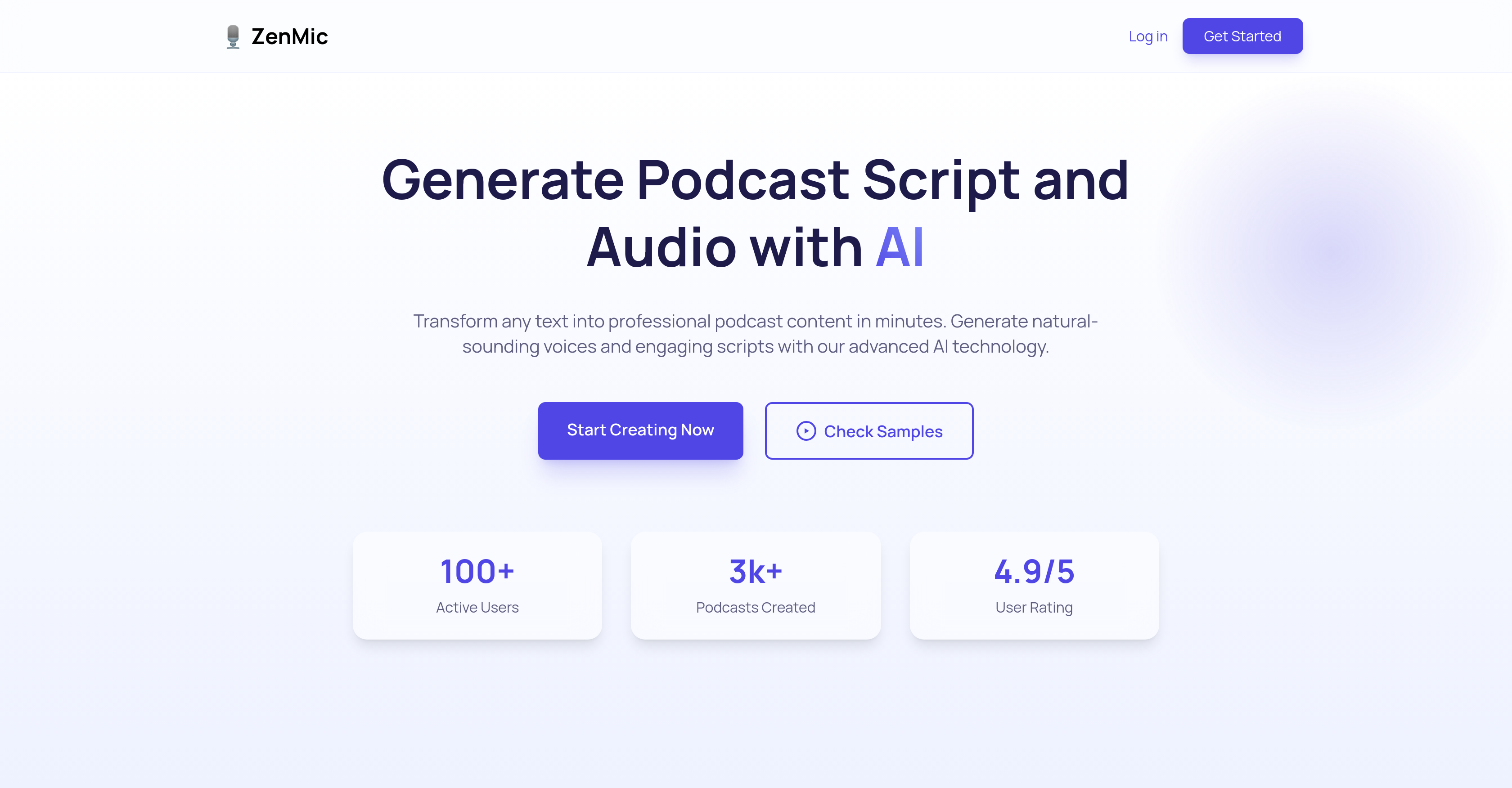 ZenMic - AI Podcast Generator - Screenshot showing the interface and features of this AI tool