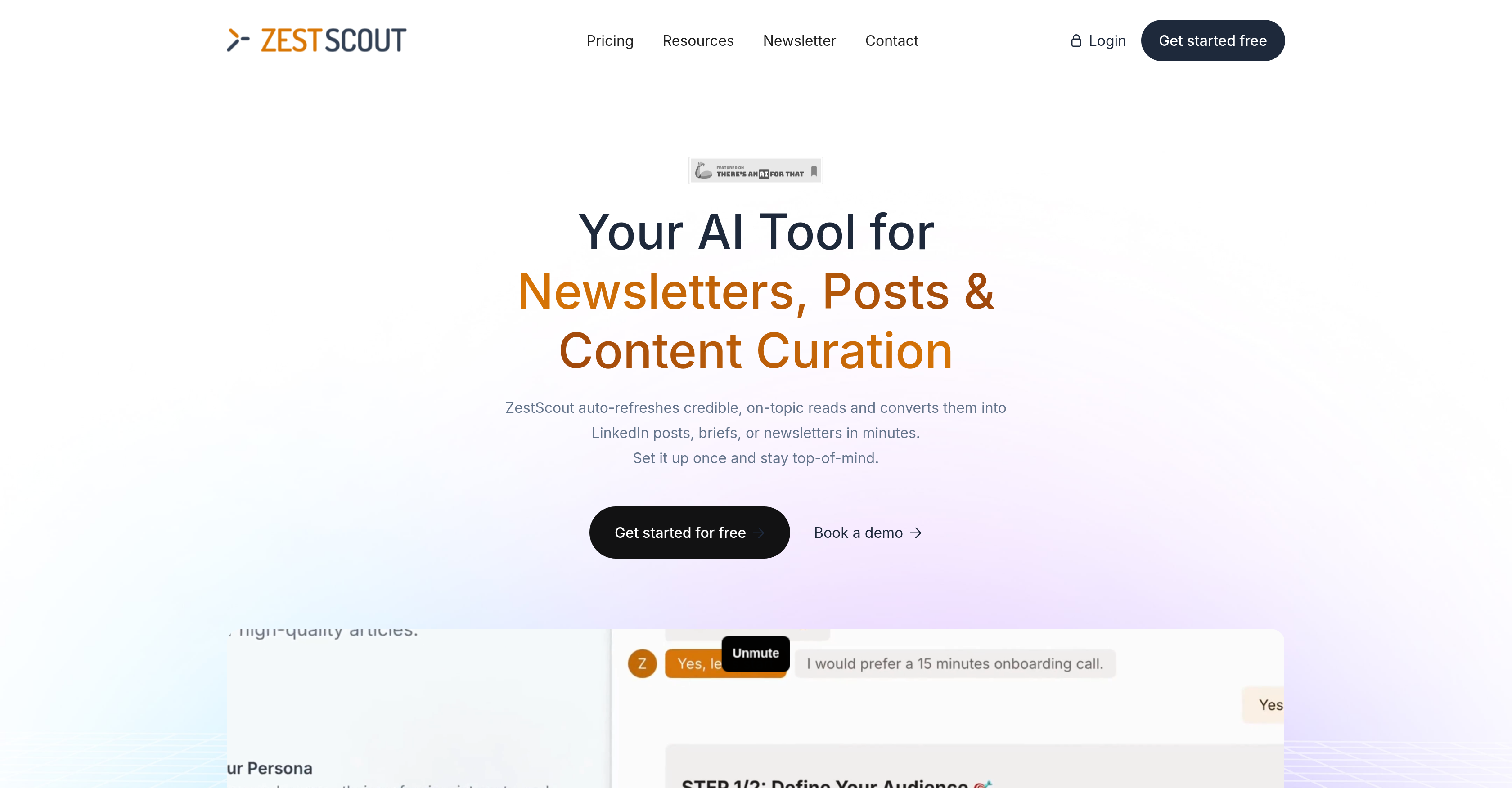 ZestScout - Screenshot showing the interface and features of this AI tool
