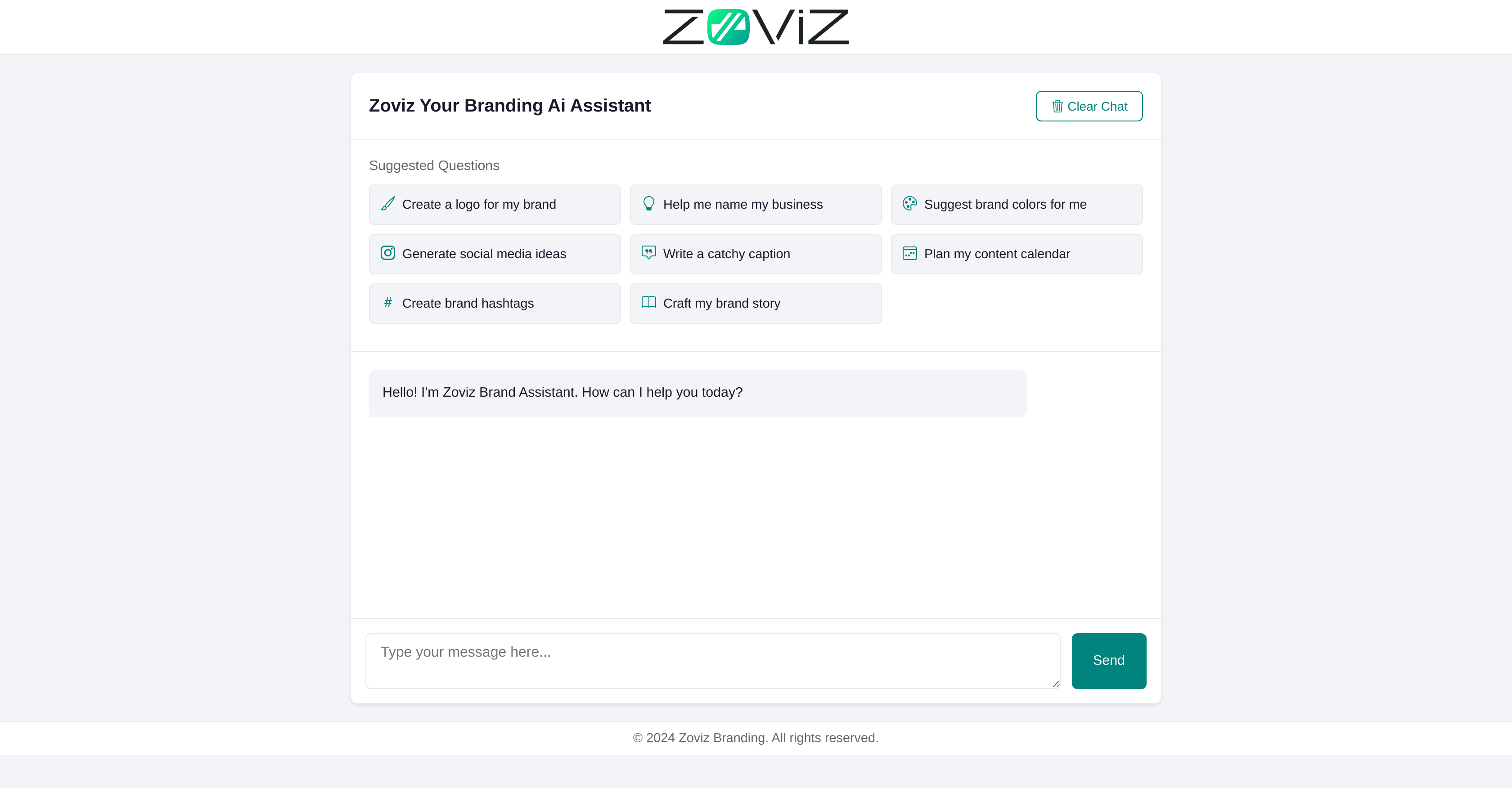 Zoviz Branding Expert - Screenshot showing the interface and features of this AI tool